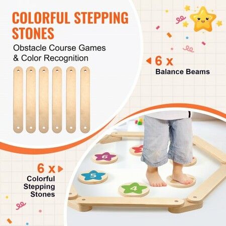 Kids Balance Beam Stepping Stones Gymnastics Children Balance Board 6 PCS