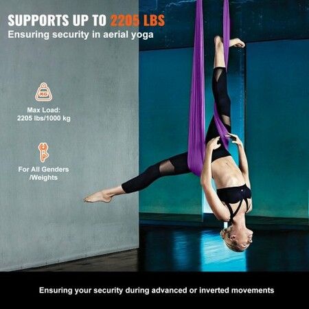 Aerial Silk & Yoga Swing 8 m Length Aerial Yoga Hammock Kit with 100gsm Nylon Fabric Full Rigging Hardware & Easy Set-up Guide Antigravity Flying