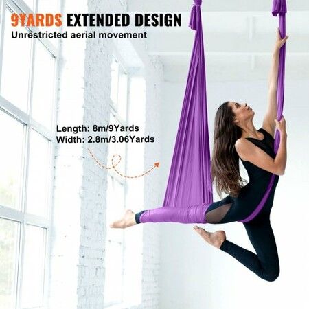 Aerial Silk & Yoga Swing 8 m Length Aerial Yoga Hammock Kit with 100gsm Nylon Fabric Full Rigging Hardware & Easy Set-up Guide Antigravity Flying