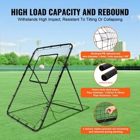 Baseball And Softball Rebounder Net 4x6 Ft PitchBack Adjustable Angles