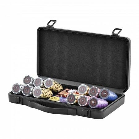 Poker Chip Set 300-Piece Poker Set Complete Poker Playing Game Set with Carrying  Case Heavyweight 14 Gram Casino Clay Chips Cards Buttons and Dices