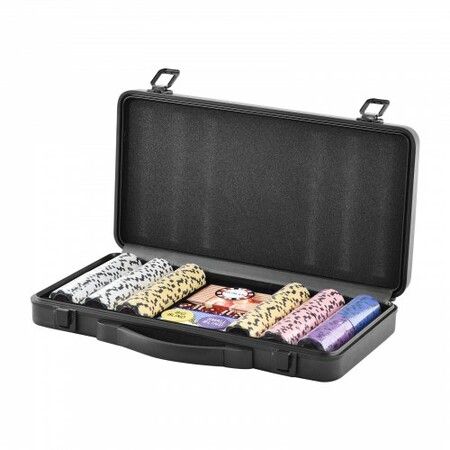 Poker Chip Set 300-Piece Poker Set Complete Poker Playing Game Set with Carrying  Case Heavyweight 14 Gram Casino Clay Chips Cards Buttons and Dices