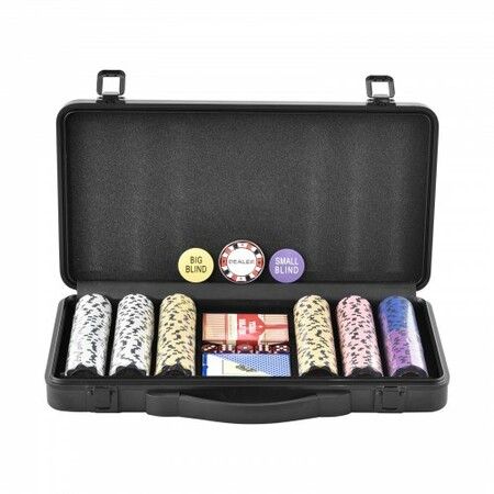 Poker Chip Set 300-Piece Poker Set Complete Poker Playing Game Set with Carrying  Case Heavyweight 14 Gram Casino Clay Chips Cards Buttons and Dices