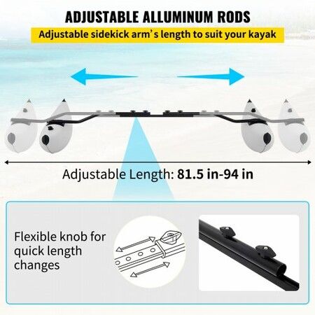 Kayak Outrigger Stabilizers 2 PCS PVC Inflatable Outrigger Float with Sidekick Arms Rod Standing Float Stabilizer System Kit for Kayaks Canoes Fishing Boat