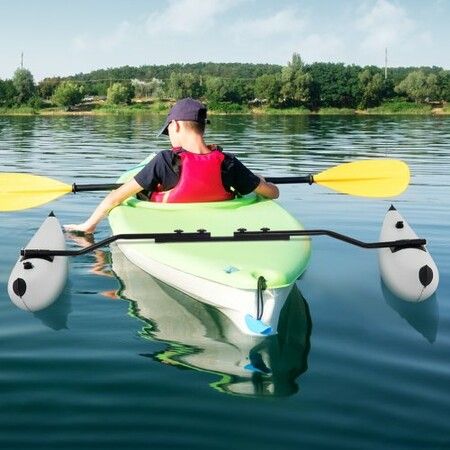 Kayak Outrigger Stabilizers 2 PCS PVC Inflatable Outrigger Float with Sidekick Arms Rod Standing Float Stabilizer System Kit for Kayaks Canoes Fishing Boat