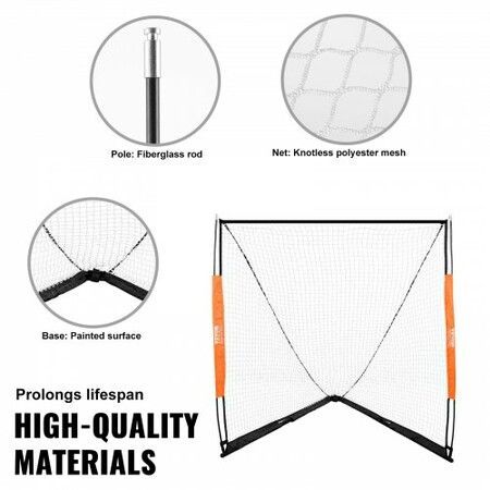 Lacrosse Goal 1.8mx1.8m Lacrosse Net Portable Lacrosse Goal with Carry Bag Fiberglass Rod Backyard Lacrosse Training Equipment Easy Setup Collegiat