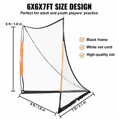 Lacrosse Goal 1.8mx1.8m Lacrosse Net Portable Lacrosse Goal with Carry Bag Fiberglass Rod Backyard Lacrosse Training Equipment Easy Setup Collegiat