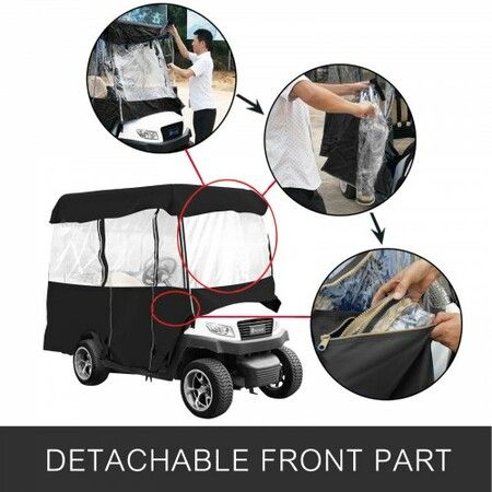 4 Passenger Golf Cart Cover Driving Enclosure Waterproof Roll-up Door