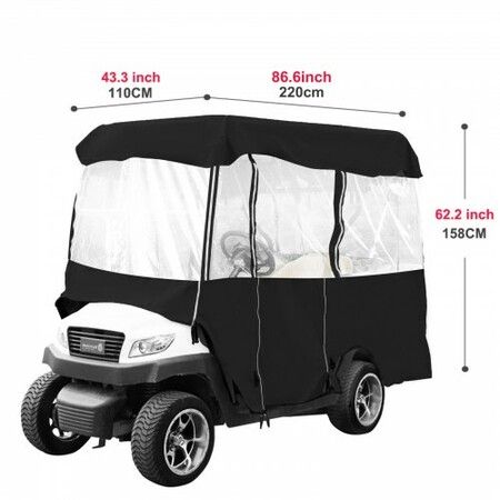 4 Passenger Golf Cart Cover Driving Enclosure Waterproof Roll-up Door