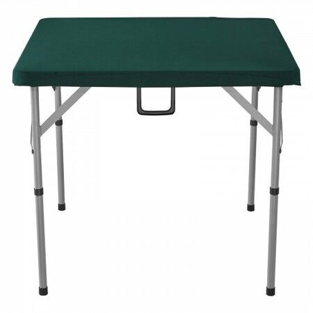 Mahjong Table Fold-in-Half 4 Player Card Table with Wear-Resistant Green Tabletop Portable Bi-Folding Square Domino Table with Carrying Handle