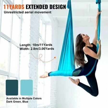 Aerial Silk & Yoga Swing 10 m Length Aerial Yoga Hammock Kit with 100gsm Nylon Fabric Full Rigging Hardware & Easy Set-up Guide Antigravity Flying