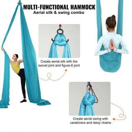 Aerial Silk & Yoga Swing 10 m Length Aerial Yoga Hammock Kit with 100gsm Nylon Fabric Full Rigging Hardware & Easy Set-up Guide Antigravity Flying