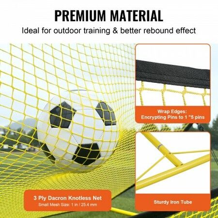 Soccer Trainer 2-IN-1 Portable Soccer Rebounder Net Iron Soccer Practice Equipment Sports Football Rebounder Wall with Portable Bag Perfect for Team Solo