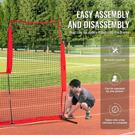 L Screen Baseball for Batting Cage 7x7 ft Baseball & Softball Safety Screen Body Protector Portable Batting Screen with Carry Bag & Ground Stakes Baseball