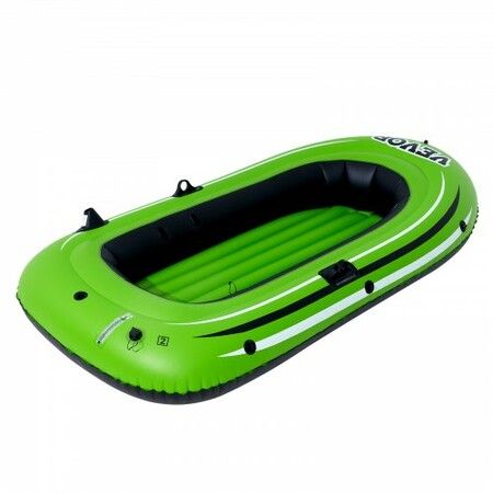 Inflatable Boat 2-Person Inflatable Fishing Boat Strong PVC Portable Boat Raft Kayak Includes 1158mm Aluminum Oars High-Output Pump and Fishing Rod Holders