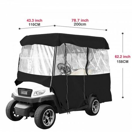 4 Passenger Golf Cart Cover Driving Enclosure Waterproof Person Roll-up Door