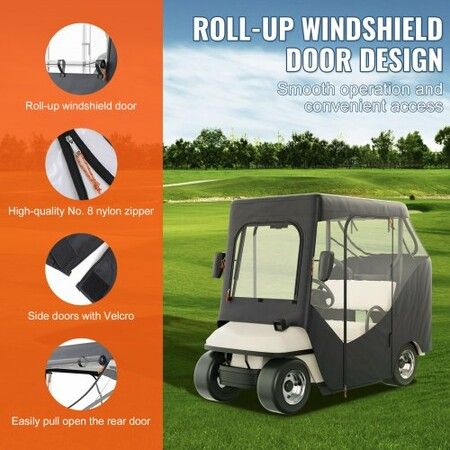 Golf Cart Enclosure 600D Polyester Driving Enclosure with 4-Sided Transparent Windows 2 Passenger Club Car Covers Universal Fits for Most Brand Carts