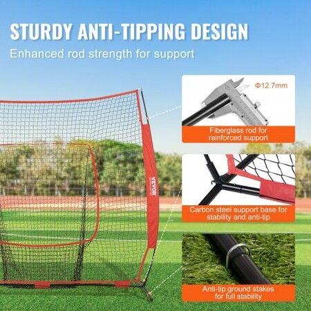 7x7 Baseball Softball Practice Net Portable Baseball Training Net for Hitting Batting Catching Pitching Backstop Baseball Equipment with Carry Bag