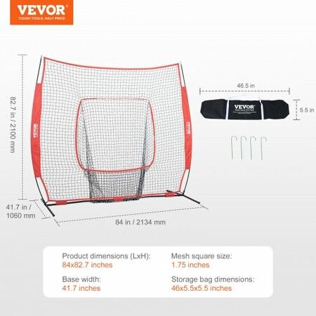 7x7 Baseball Softball Practice Net Portable Baseball Training Net for Hitting Batting Catching Pitching Backstop Baseball Equipment with Carry Bag