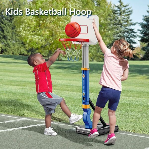 kid's Basketball Hoop, Adjustable Height 2.3 to 4.5ft Kids Basketball Hoop for Poolside For Kids Age 3+