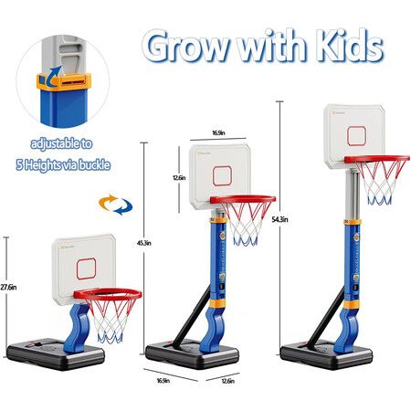 kid's Basketball Hoop, Adjustable Height 2.3 to 4.5ft Kids Basketball Hoop for Poolside For Kids Age 3+