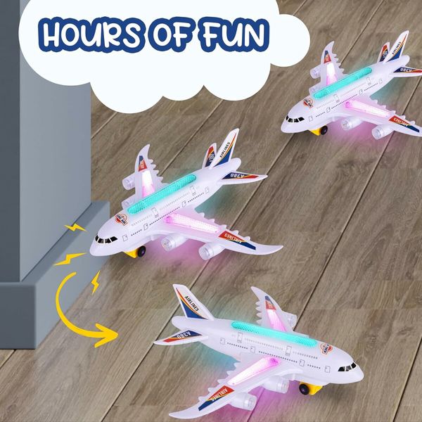 Light Up Airplane Toy, Kids Airplane Toy with Takeoff Sounds for Kids Ages 4 to 8, Boys and Girls