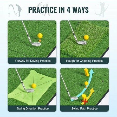 PRO 5x4ft Golf Hitting Mat Turf Golf Training Aid Indoor Outdoor Practice