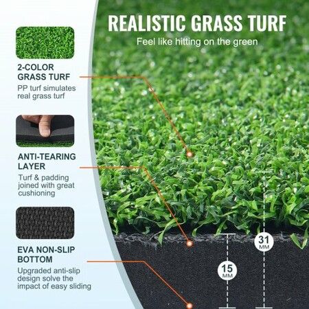 PRO 5x4ft Golf Hitting Mat Turf Golf Training Aid Indoor Outdoor Practice