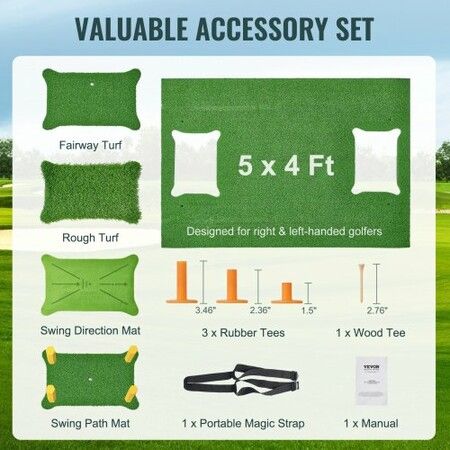 PRO 5x4ft Golf Hitting Mat Turf Golf Training Aid Indoor Outdoor Practice