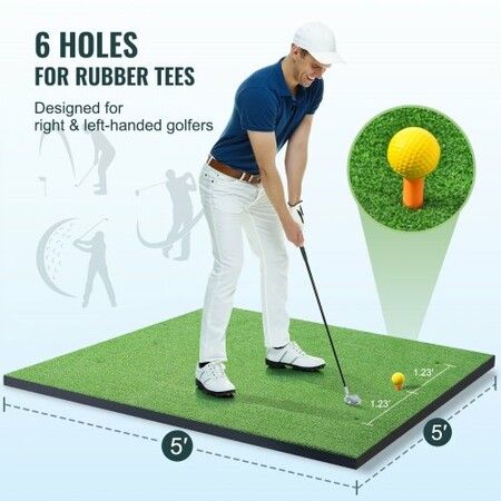 5x5ft Golf Hitting Mat Turf Golf Training Aid Indoor Outdoor Practice