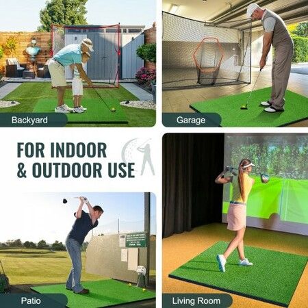 5x5ft Golf Hitting Mat Turf Golf Training Aid Indoor Outdoor Practice