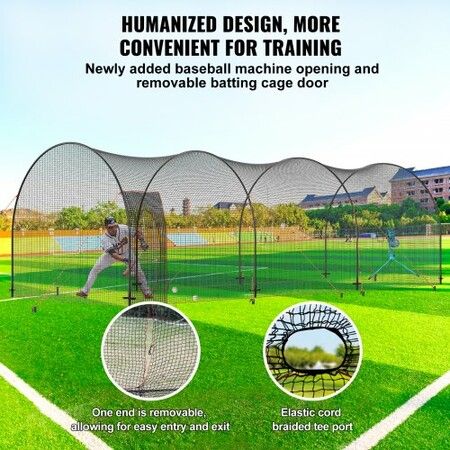 Baseball Batting Cage Softball and Baseball Batting Cage Net and Frame 33x12x10 ft Practice Portable Cage Net with Carry Bag Heavy Duty Enclosed