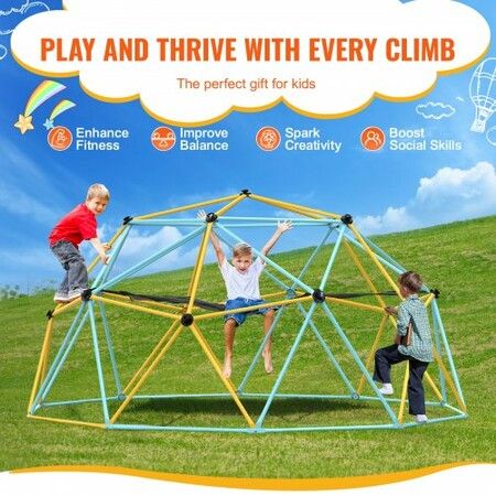 Climbing Dome 10FT Geometric Dome Climber with Hammock and Swing for Kids 3 to 10 Years Old Jungle Gym Supports 750LBS and Easy Assembly with Climbing Grip