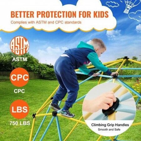 Climbing Dome 10FT Geometric Dome Climber with Hammock and Swing for Kids 3 to 10 Years Old Jungle Gym Supports 750LBS and Easy Assembly with Climbing Grip