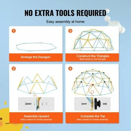 Climbing Dome 10FT Geometric Dome Climber with Hammock and Swing for Kids 3 to 10 Years Old Jungle Gym Supports 750LBS and Easy Assembly with Climbing Grip