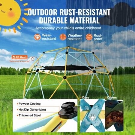 Climbing Dome 10FT Geometric Dome Climber with Hammock and Swing for Kids 3 to 10 Years Old Jungle Gym Supports 750LBS and Easy Assembly with Climbing Grip