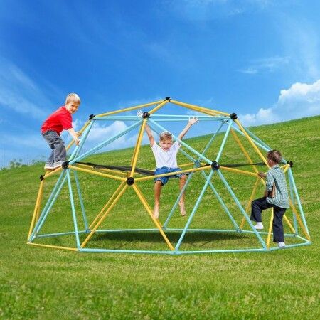 Climbing Dome 10FT Geometric Dome Climber with Hammock and Swing for Kids 3 to 10 Years Old Jungle Gym Supports 750LBS and Easy Assembly with Climbing Grip