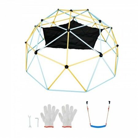 Climbing Dome 10FT Geometric Dome Climber with Hammock and Swing for Kids 3 to 10 Years Old Jungle Gym Supports 750LBS and Easy Assembly with Climbing Grip