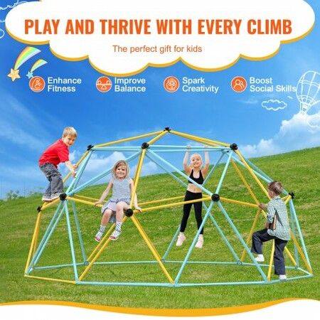 Climbing Dome 10FT Geometric Dome Climber Play Center for Kids 3 to 10 Years Old Jungle Gym Supports 750LBS and Easy Assembly with Climbing Grip