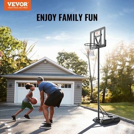 Basketball Hoop 4-10 ft Adjustable Height Portable Backboard System 44 inch Basketball Hoop & Goal Basketball Set with Wheels Stand and Fillable Base