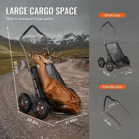 Folding Deer Cart Game Hauler Utility Gear Dolly 500 LBS Capacity