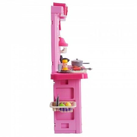 Kitchen Playset Kids Pretend Cooking Play Toy 74 Piece Accessories Pink