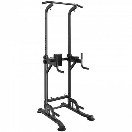 Power Tower Dip Station 10-Level Height Adjustable Pull Up Bar Stand Multi-Function Home Gym Strength Training Fitness Workout Equipment with 7-Level