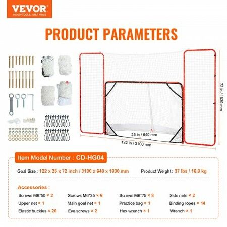 Hockey Goal with Backstop and Targets Street Outdoor Steel Hockey Net 72"