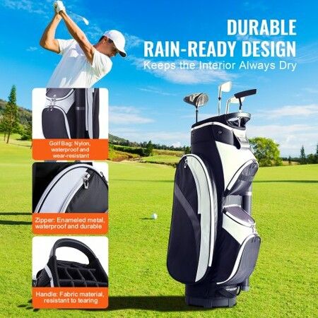 Golf Cart Bag with 14 Way Organizer Divider Top 36inch Multiple Pockets Premium Nylon Cart Bag Durable Golf Bags with Handles & Dust Cover