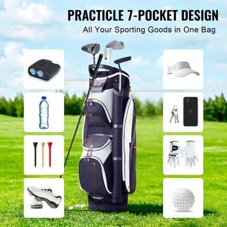 Golf Cart Bag with 14 Way Organizer Divider Top 36inch Multiple Pockets Premium Nylon Cart Bag Durable Golf Bags with Handles & Dust Cover