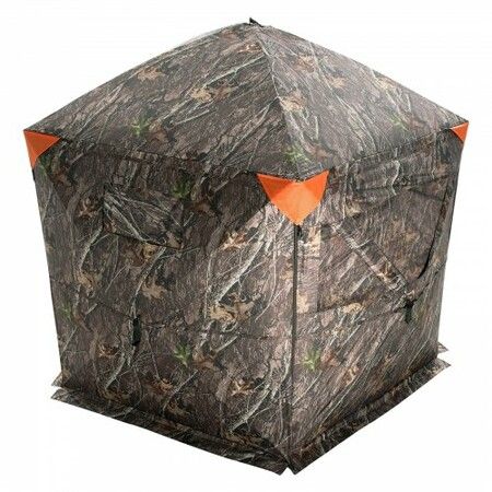 Hunting Blind 288degree See Through Ground Blind 6-7 Person Pop Up Deer Blind with Carrying Bag Portable Resilient Hunting Tent 4 Horizontal Windows