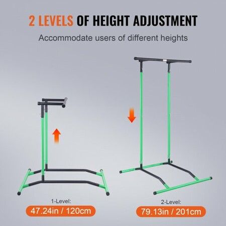 Power Tower Dip Station 2-Level Height Adjustable Pull Up Bar Stand Multi-Function Strength Training Workout Equipment Fitness Dip Bar Station 220LBS