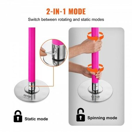 Professional Dancing Pole Spinning Static Dancing Pole Kit Portable Removable Pole 40mm Heavy-Duty Stainless Steel Pole Height Adjustable Fitness Pole