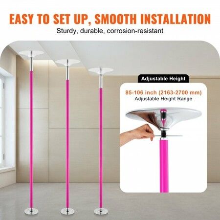 Professional Dancing Pole Spinning Static Dancing Pole Kit Portable Removable Pole 40mm Heavy-Duty Stainless Steel Pole Height Adjustable Fitness Pole